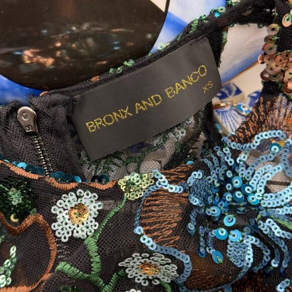 🆕 BRONX & BANCO🧿 NWOT Sicilia Blue Sequin Fluted Hem Maxi Dress Sz XS US 2 - Picture 15 of 16